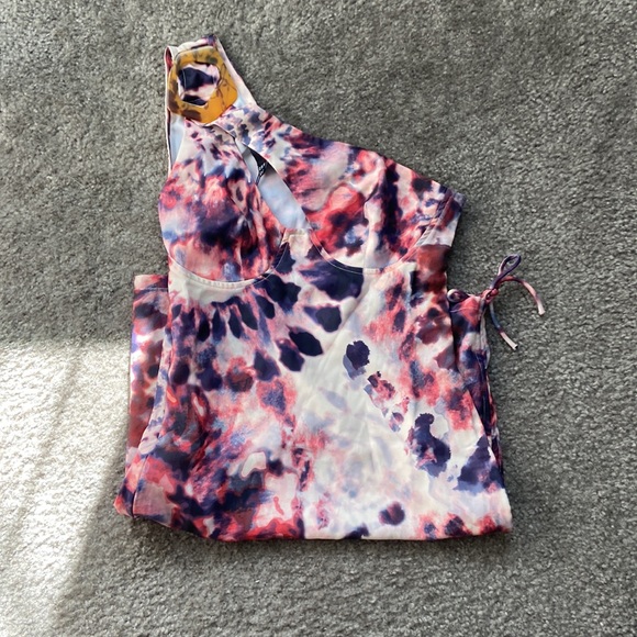 Tie Dye Print One Shoulder Mini Dress - Picture 2 of 3